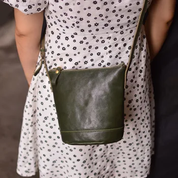 AETOO Retro Mori zips telefón crossbody taška Ženy mini roztomilý vedro vrece kožené nika prímestských bežné taška cez rameno
