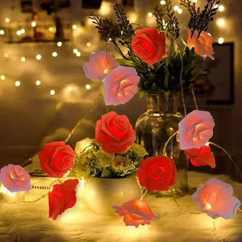 1,5 m Umelé Ruže Led Svetlo String Valentína Simulácia Svietiť, Kvety Svetlo String Romantická Svadba, Návrh Strana Dekor