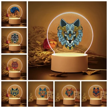 1 ks hot wolf 3D Led Nočné Lampy, Usb Vnútorné Osvetlenie Dary