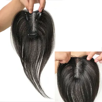 100% Ľudské Vlasy, Mulčovače pre Ženy 10 inch Klipy v Ľudských Vlasov Rany Fringe Príčesky 7x10cm 25 cm Prirodzený vzhľad