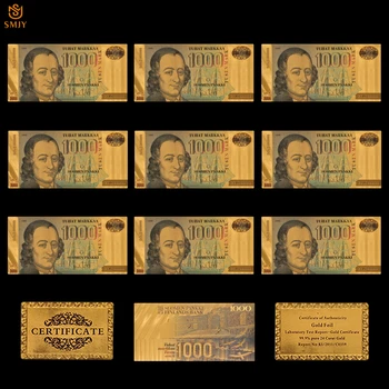 10PCS Nový Produkt 2018 Farebné fínsky Mene Papier 1000 Tuha Peniaze 24k Zlatom Falošné Papierové Bankovky Zbierky