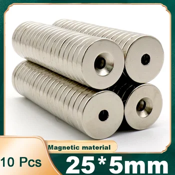 10Pcs Super Silný Magnet Neodýmu Magnet Otvor Okrúhle Magnety 25*5mm, Diera Neodýmu Magnetu NdFeB Magnetmi Silný Trvalý Magnet