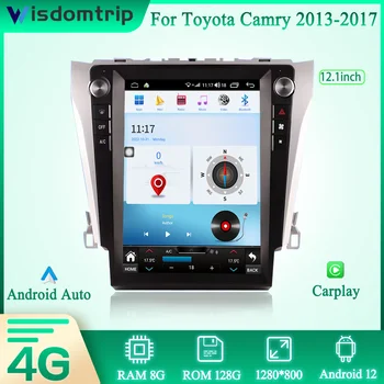 12.1 Palce Tesla Štýl Pre Toyota Camry Roky 2013-2017 Smart Multimediálne Video Prehrávač, Rádio GPS 4G Navigáciu Android12 Carplay