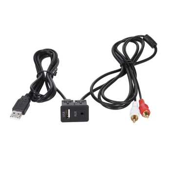 1M Auto RCA kábel Kábel Adaptéra Prepínač 3.5 mm Audio Jack AUX, USB Kábel Prípony Prípojný Panel RCA Kábel Náhrada Za Toyota Volkswagen