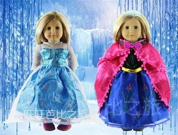 2 Nastavte 45 cm Bábiky Oblečenie pre 18-Palcové Americké Dievča Ručné Elsa a Anna Princezná Šaty Deti Darček