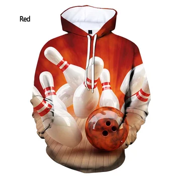 2022 Nové Módne Bowling Mužov 3D Vytlačené Bežné Hoodie