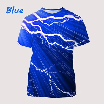 2023 Lightning 3D Vytlačené Krátky Rukáv Ulici Farebné Osobnosti Bežné Hip-Hop T-Shirt