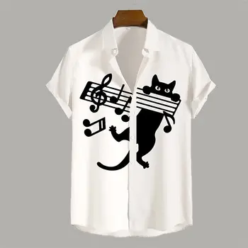 2024 Jednoduché Tričko 3d Cat Vytlačené Krátke Rukáv Tričko Mužov Bežné Klope Topy Muž Nadrozmerné Oblečenie Letné Denné Tričká, Blúzky
