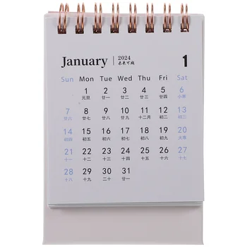 2024 Mini Stolový Kalendár Domácnosti Tabuľka Top Decor Roztomilý Office Stojí Dekoratívne Papier