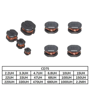20PC SMD Cievky CD75 Moc Indukčnosti 2.2 UH 3.3 UH 4.7 UH 6.8 UH 10UH 15UH 22UH 33UH 47UH 68UH 100UH 150UH 220UH 330UH 470UH