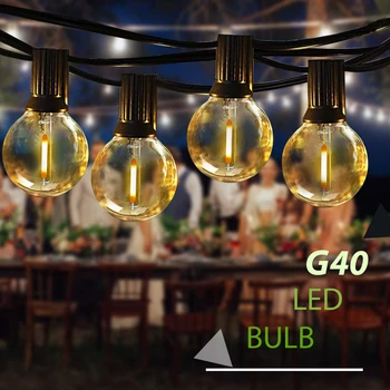21M LED Víla String Svetlo Vlkovcový LED Svete G40 Vonkajšie Pulg Lampy na Ulici Vence Na Dvore Strany Klasická Žiarovka Dekorácie
