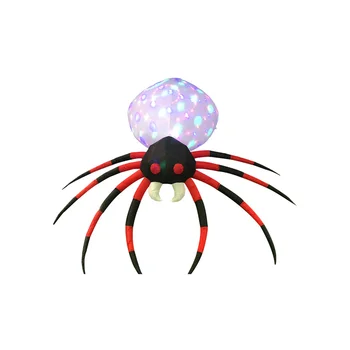 240cm Giant Spider Nafukovacie Hračky Halloween Vonkajšie Dekorácie LED Roating Svetlá Spider Bar Home Party Dekor NÁS Plug