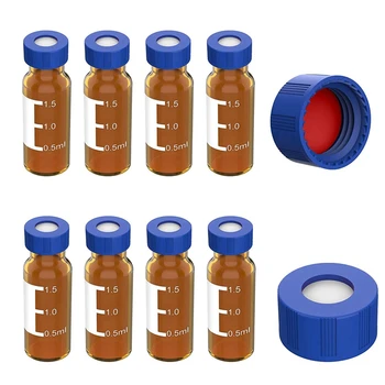 2ML Autosampler Ampulky Pack 300 - HPLC Ampulky 9-425 Amber Fľaštičiek S Modrou korunkových,Červená, Biela Septa