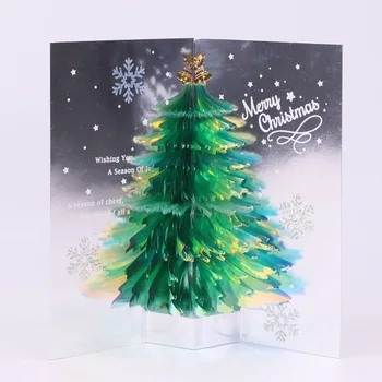 3D Pop-Up Vianočné priania Ručné Veselé Vianočné Pohľadnice, Obálky Santa Prináša Darčeky Papier Karty na Vianoce Darček