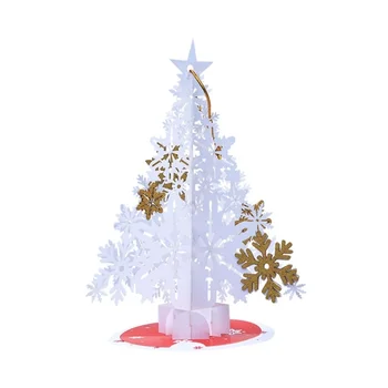3D Vianočné priania Ručné Popup Pohľadnicu s Obálky Strom Pozvanie