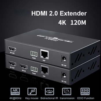 4K 120m HDMI Extender Podporu 60Hz Video ako hdmi2.0 HDCP2.2 Cez RJ45 CAT6 Ultra HD Video Pre Cctv Pc Tv Domáce Kino
