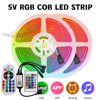 5V RGB KLASU Stmievateľné LED Pásy Svetla, USB, Bluetooth, WIFI Diaľkové Ovládanie 576LED/M Flexibilné Pásky RA90 Vysokou Hustotou Lineárne Osvetlenie
