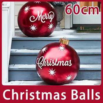 60 CM Vonkajšie Vianočné Nafukovacie Zdobené Loptu PVC Obrie Veľké Veľké Gule Vianočný Strom Dekorácie, Hračky Loptu Bez Svetla Ornament