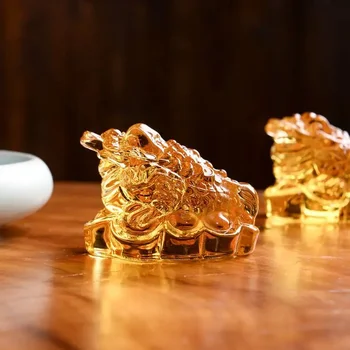 7 cm Kryštál Ropucha Ozdoby Čínsky Zlatý Žaba Feng Shui Remesiel Home Office Dekorácie Stola Figúrky Šťastie Darčeky Miniatúrne