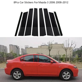 8Pcs Uhlíkových Vlákien Black Dvere PC Plastové Auto Okno Orezania Pásy Nálepky Na Mazda 3 2006 2008-2012 Chróm Styling Príslušenstvo
