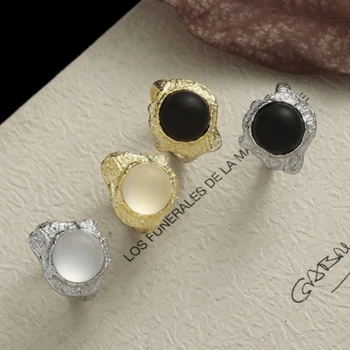 925 Sterling Silver Iny Francúzsky Luxus Textúra White Crystal Otvoriť Krúžok