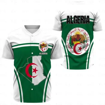 Afrika Zóny Oblečenie - Alžírsko Aktívny Príznak Baseball jersey T-shirt jar a v lete pánske/dámske tričko top bunda