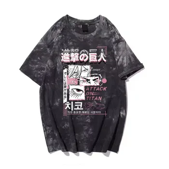 Anime Oči T-Shirt Hot Japonského Manga V Pohode Útok Na Titan Print T Shirt Muži Ženy Grafické Módy Letné Tie Dye T-Shirt