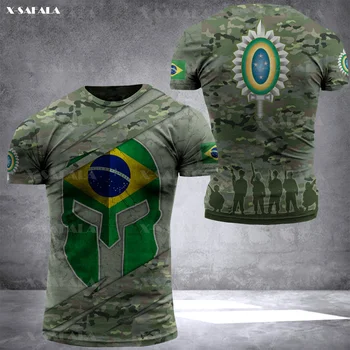 BRAZÍLIA Brazílska Vojak-ARMÁDA-VETERÁN Vlajkou Krajiny, 3D Tlačené Vysoko Kvalitné tričko Letné Kolo Krku Muži Ženy Ležérny Top-11