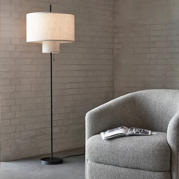 BUYBAY Retro Minimalistický Stolové Lampy, Čínsky Obývacia Izba, Spálňa Štúdia Office Gauč Stenu Rohu Vertikálne Textílie LED Poschodí Lampa