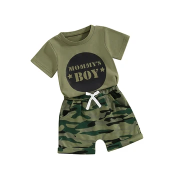 Baby Boy Letné Oblečenie Mamička Otecko chlapčeka T-shirt Kamufláž Šortky Dieťa Batoľa Chlapec Oblečenie Set
