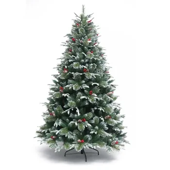Biely Vianočný Stromček, Sneh Zmiešaný s+Červená Šišiek Borovice Ihly +PE+PVC Umelé Vianočné Stromu Jedľa pre Strany, Domáce Dekorácie 2023