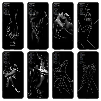 Black White Sexy Line Art Obal Pre Samsung Poznámku 10 Lite 20 Ultra M30 M31 S M11 M12 M21 M22 M23 M32 M33 M52 M53 J2 Pro J4 J6 + J8