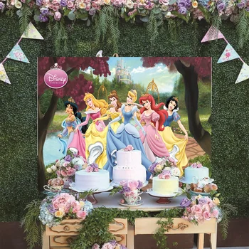 Cartoon Disney Princezná Snehulienka Kráska A Zviera Belle Popoluška Hrad Pozadí, Narodeniny, Party Dekorácie Pozadí
