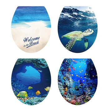 DIY Podmorských Zvierat Vzor Kúpeľňa Decor 3D Wc Sedadlo Nálepky, PVC Umenie Tapety Odstrániteľné Kúpeľňa Obtlačky Wc Nálepky