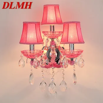 DLMH Európsky Štýl Crystal Nástenné Svietidlo Ružové Dievčenské Izba Sviečka, Lampa Luxusné Obývacej Izby, Spálne Villa Reštaurácia