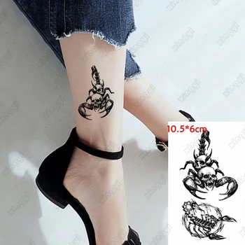 Diabol Nepremokavé Dočasné Tetovanie Nálepky Scorpion Kostra Had Tetovanie Rameno, Zápästie Vody Prenos Falošné Tatto Body Art Ženy Muži
