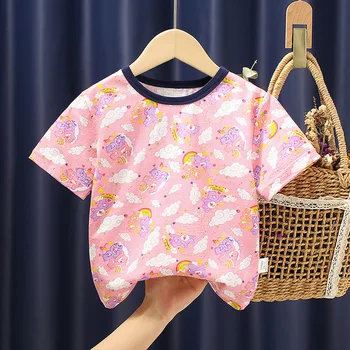 Dievča je Krátky Rukáv T-shirt Bavlna Letné Nosenie Nové Letné Baby Topy