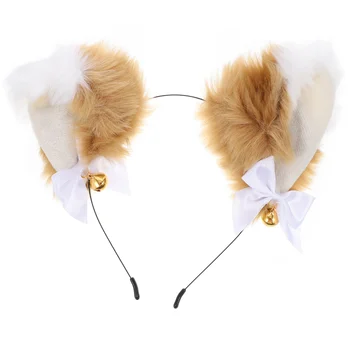 Dievčatá Vlasy Príslušenstvo Mačky Ušné Bell Hlavový Most Strany Hoop Dovolenku Plyšové Fox Headdress Dieťa