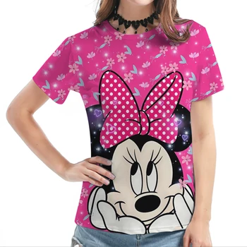 Disney T-shirt Deti Minnie Mouse Tričko Ženy Tričko Cartoon Tee Topy Lete Krátky Rukáv Deti Oblečenie Detské Oblečenie Giri