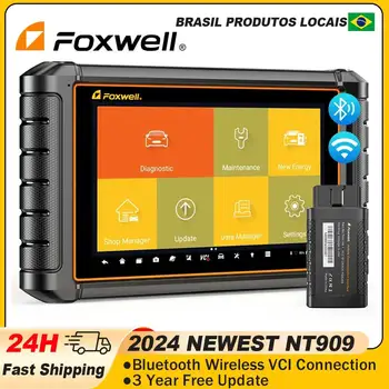 FOXWELL NT909 OBD2 Skener Bluetooth Obojsmerný ECU Kódovanie Automobilový Skener Všetky Systémové Auto Diagnostické Nástroje Aktívnej Test