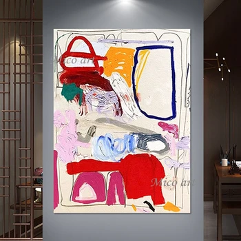 Farebné Abstraktné Obrazy Ručne vyrábané Umelecké Plátno na Stenu Umenie Maľba Veľkoobchod 3d Obrázky Frameless Office Moderný Dekor