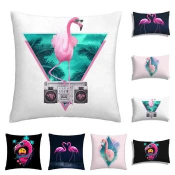 Flamingo Série Plyšový vankúš, gauč vankúš pre domácich majstrov, domáce dekorácie obliečka na vankúš dekoračné obliečky na vankúš