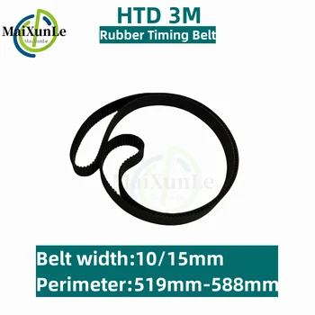 HTD 3M Gumový Krúžok Synchrónne Pás, Výška 3 mm, Bandwidth10mm 15 mm, Obvodové 519mm-588mm
