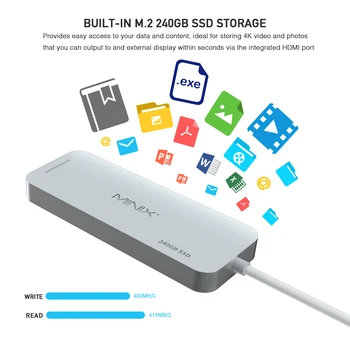 Hot Predaj MINIX S2 USB-C 240GB SSD disky s Multi porty s Rozbočovač HDMI /USB 3.0, Všetko V Jednom pre Notebook a Inteligentným Telefónom