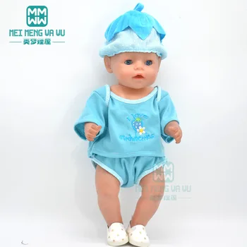 Hračky, Bábiky oblečenie 17 palcové 43 cm New Born bábiku Modrá tri-dielny oblek Dieťa je dar