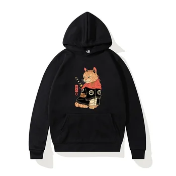 Japonský Ninja Mačka Tlače Hoody Pre Unisex Harajuku Streetwear Mužov S Kapucňou, Dlhý Rukáv Fashion Značky Mens Hip Hop Bežné Hoodies