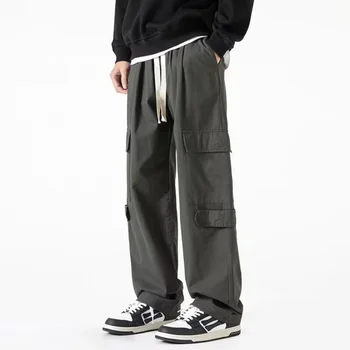 Japonský Streetwear Cargo Nohavice mužov Harajuku Širokú Nohu, Nohavice, Tepláky kórejský Módy Príležitostných Bežcov Multi Vrecká nohavice