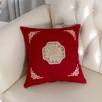 Jednoduché Tuhé Farby Čínsky Štýl, Vyšívaný Vankúš Sofa Auto Záhrady Domov Obývacia Izba Office Obliečky Na Vankúše Funda Cojin