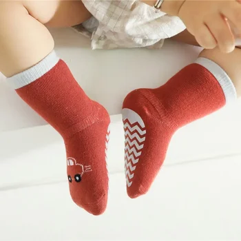 Jeseň Jar kórejský Dieťa Anti-slip Šport Tepelnej Poschodí Ponožky Deti Roztomilý Kreslený Dopravu Domov, Vysoká Dlho Papuče Pančuchy