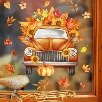 Jeseň Okno Obopína Dovolenku Okno Lipne na deň Vďakyvzdania Jeseň Dekorácie pre Domov Jeseň Lístie Turecko Obtlačky Strana Dodávky